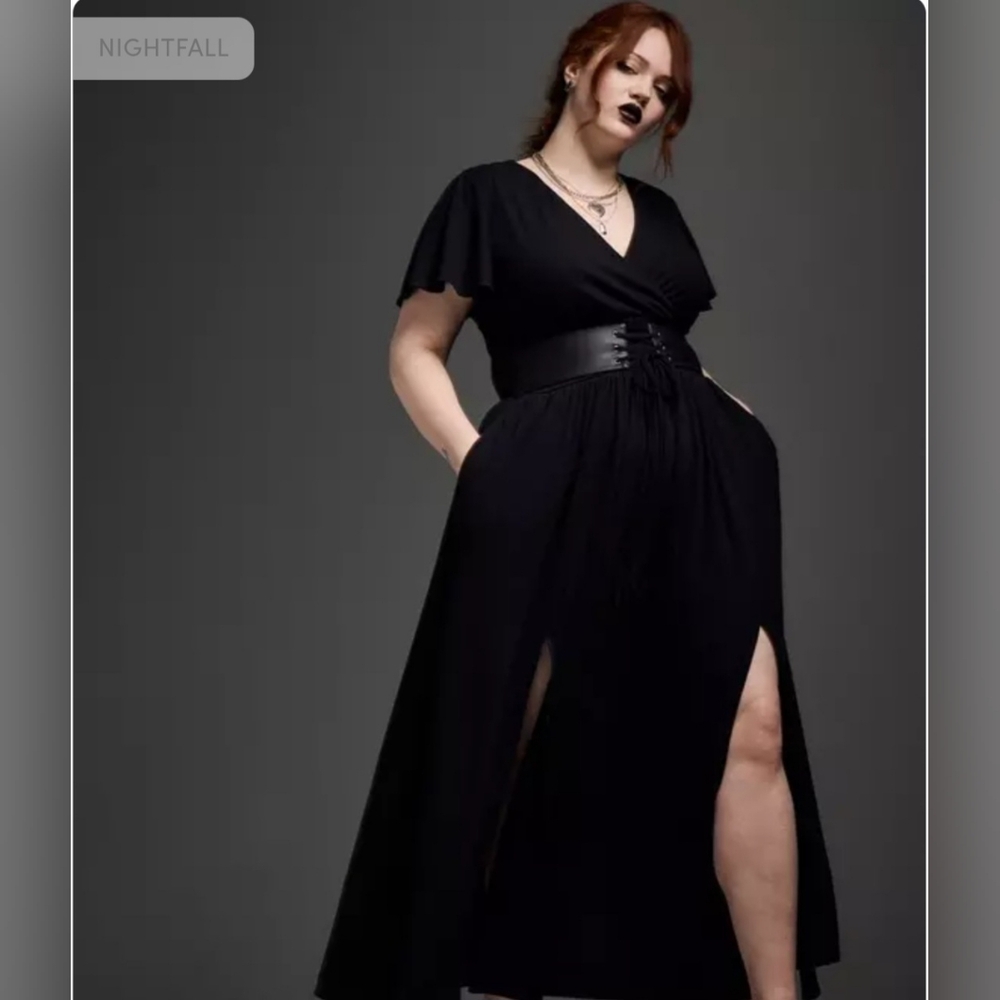 New Torrid Black Maxi Dress with Corset Waist 3X